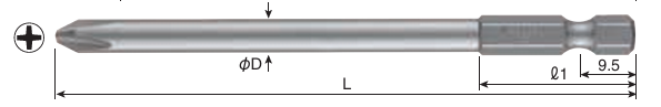 Vessel Screwdriver Bit 1082 Cross Point Bit +2 x 89 mm