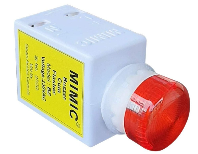 Mimic Buzzer Cum Flasher, 230 V BUZZER CUM FLASHER 12V / 24V / 230V  RED / GREEN / AMBER