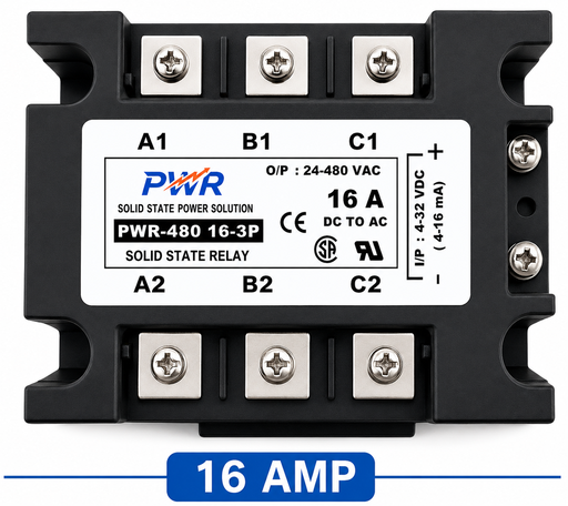 [DC to AC 16 Amp] PWR-DC to AC 480-16-3P Three-Phase SSR  16 Amp (Solid State Relay)