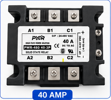 [DC to AC 40 Amp]  PWR-DC to AC 480-40-3P Three-Phase SSR  40 Amp (Solid State Relay)