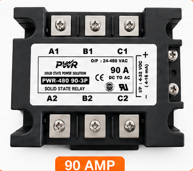 [DC to AC 90 Amp] PWR-DC to AC 480-90-3P Three-Phase SSR 90 Amp (Solid State Relay)